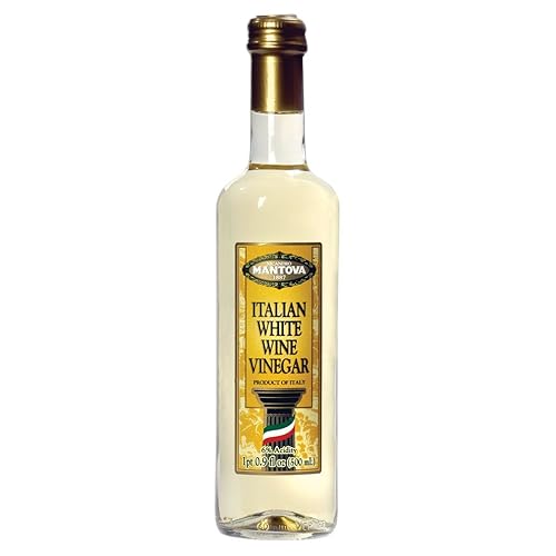 Mantova Vinagre de Vino Blanco Italiano 17 oz (Paquete de 2) Elaborado con métodos tradicionales y envejecido en barricas de madera fina, conserva