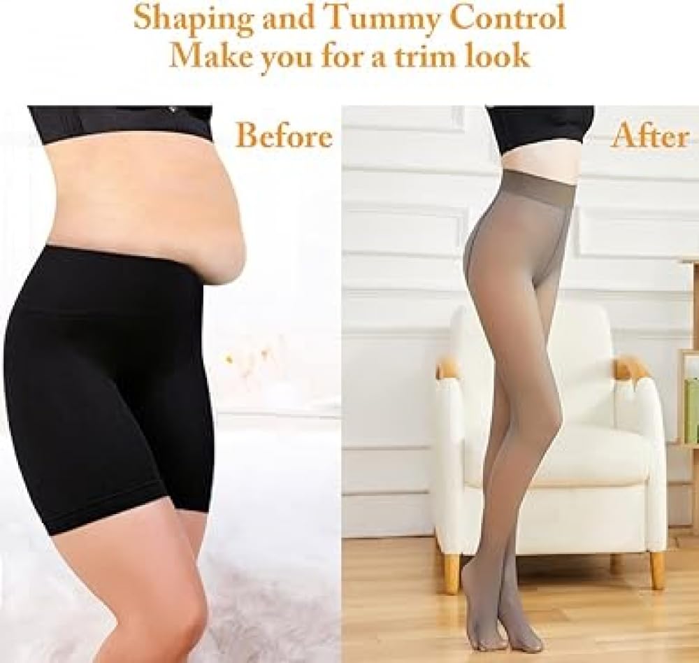 HAZARA Collant invernali caldi da donna semitrasparenti, collant in pile caldo all'aperto, collant invernali da donna perfetti dimagranti imitazione calze calde-C