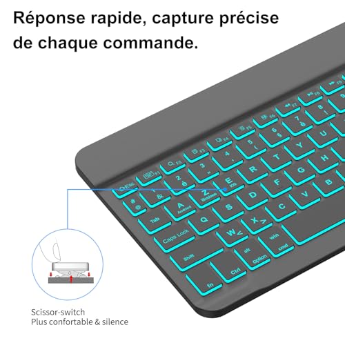 Clavier Bluetooth sans fil ultra-fin rétroéclairé compatible tablette Huawei et Samsung - 6
