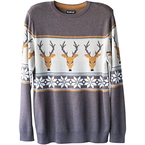 KAVU Highline Men’s Sweater - Big Foot Sasquatch Long Sleeve Pullover Crew Neck Sweater
