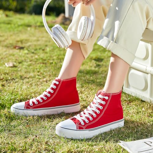 Image of ZGR Womens High Top Canvas Sneakers,Lace-up Canvas Shoes,Casual Tennis Walking Shoes