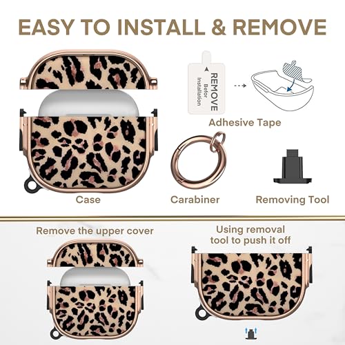 Image of Maxjoy for AirPods 4 Case with Lock, Cute AirPods 4 Case Lock Protective Hard AirPod 4 Generation Cover for Women Men with Keychain Clip for AirPod 4th Generation Cover 2024, Leopard