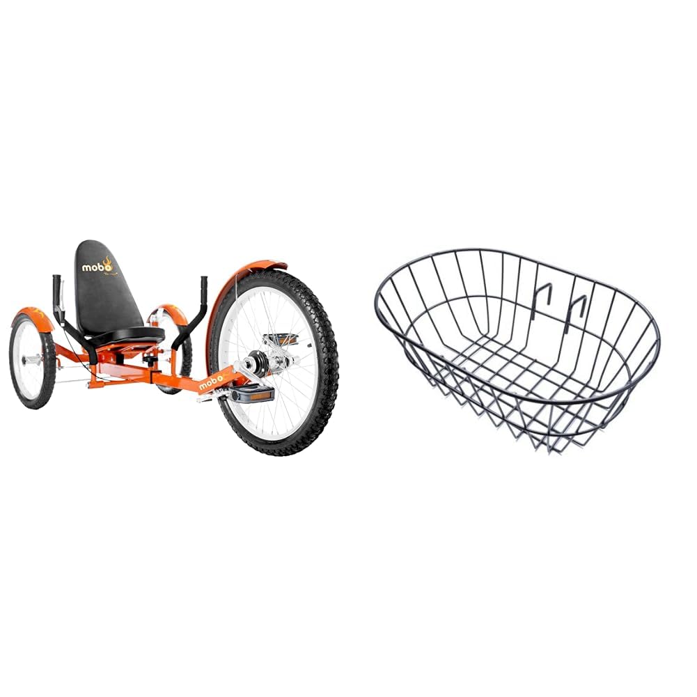 MOBO Cruiser Triton Pro Adult Tricycle Bundle with Easy Tote Basket, Orange