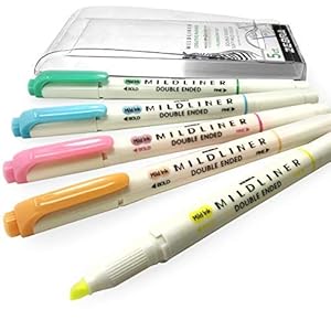 Zebra Mildliner Creatieve markeerstift – Dubbelzijdig – Fluorescerende set van 12,7 cm Portemonnee