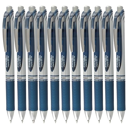 Pentel EnerGel Retractable Liquid Gel Rollerball Pen, Everyday Use, Office Supplies, School Supplies, 0.7mm Medium Point, Navy Blue Ink, BL77-CA, Box of 12 by Pentel - Used condition - CA$15.15