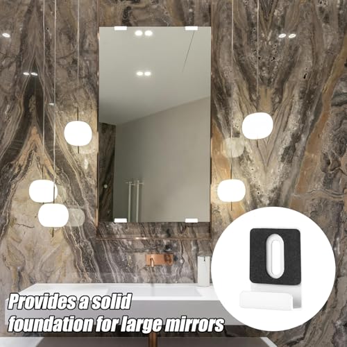 Image of 8pcs Metal Mirror Clips, Heavy Duty Metal Mirror Holder Kit Frameless Mirror Holder Wide Channel Mirror Hangers with Screws Rubber Pads for Wall Mounting Hardware Mirror Billboard Displays(White)