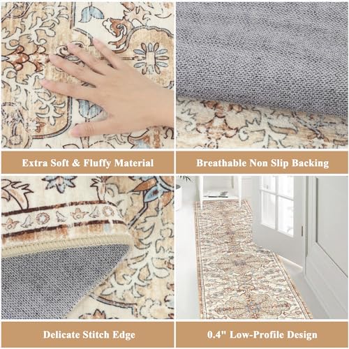 Pauwer Boho Hallway Runner Rug 2x10 Washable Entryway Area Rugs Non Slip Farmhouse Vintage Floor Mat Carpet Runner for Hallways Laundry Room Kitchen Bathroom Bedroom