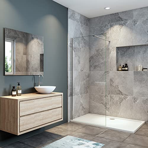 OCEAN ITALY Parete Fissa per Doccia Walk In 90x190cm Vetro Temperato Trasparente Anticalcare 8 mm...