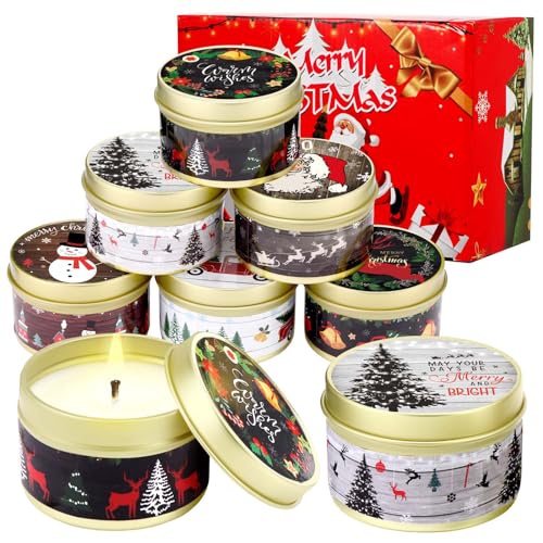 MTLEE 24 Pcs Christmas Candles Gifts Set Bulk Small Christmas