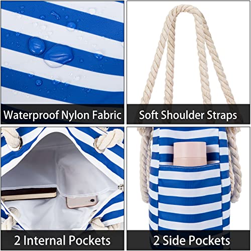 IBFUN Beach Bag for Women with Zipper Waterproof Large Beach Tote Bag4