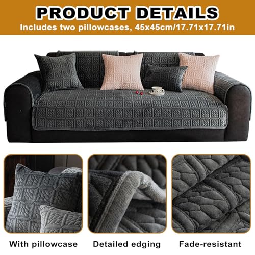 Coussin de canapé antidérapant lavable en machine uni 90x210 - 6