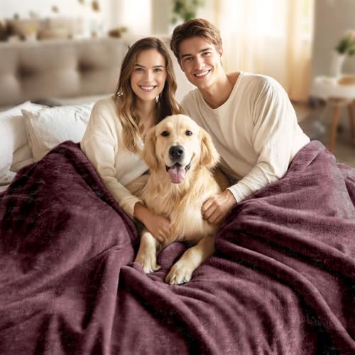 Image of JYK Fleece Plush Blanket - 4.4 LB, 1 Ply Lightweight Korean Style Mink Blanket, King 85 inch x 95 inch - Super Soft, Warm & Cozy, Microfiber Bed Blanket for All Seasons, Brown