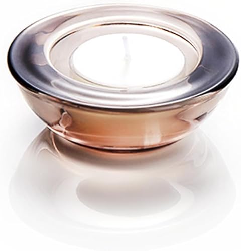 ELIVIA CH01 - Juego de 12 portavelas de cristal grueso redondo, 3 pulgadas de diámetro, color gris té