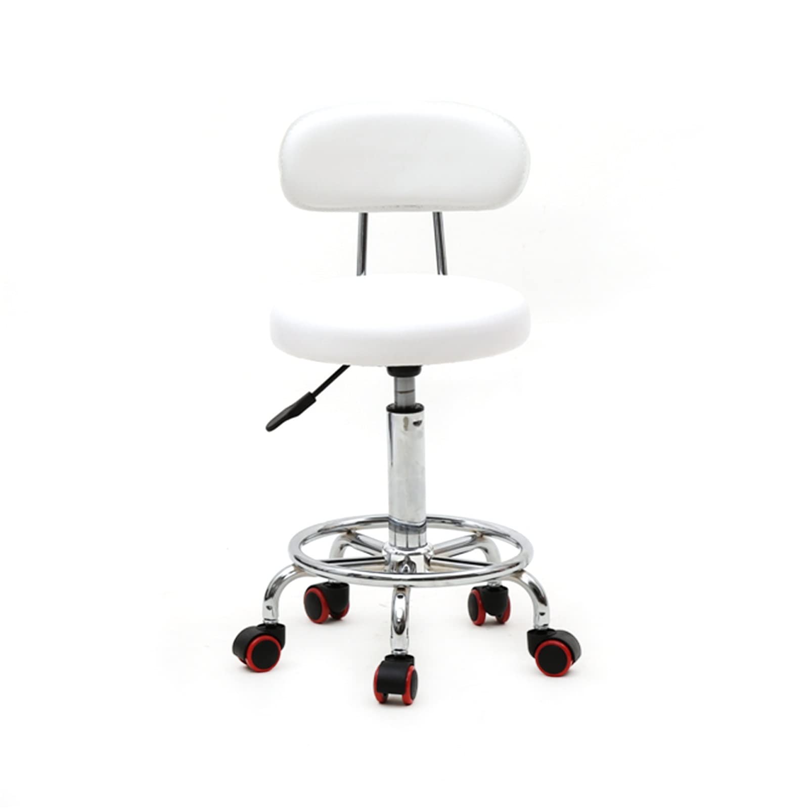 XZEIT Bar Stool, Roll-in Chair, Adjustable Swivel Bar Chair with Wheels and Backrest (Color : White)