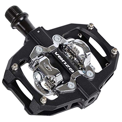 Venzo Compatible With Shimano Spd Mountain Bike Cnc Aluminum Cr-Mo Sealed Pedals - Dual Sided Q Factor/Axle Length 57Mm With Cleats #TOP11