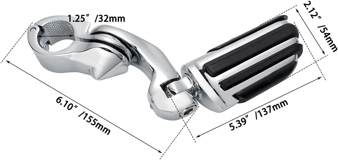 FOVPLUE 1.25" Highway Footpegs,Short Angled Adjustable Highway Pegs w/Mounts for Harley Touring FL Street Glide Electra Glide Road King Softail FX CVO Dyna Trike VRSC Sportster w/1-1/4" Engine Guard