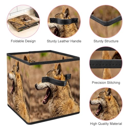 Cube de rangement pliable tissu avec poignées loup - 5