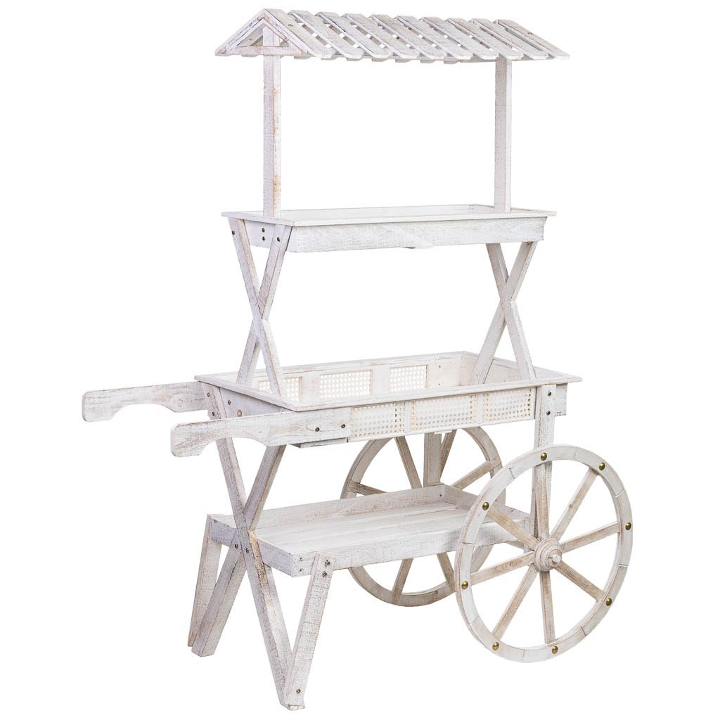 WANDERLUST DECO Carro expositor-estantería de madera 143x60x170h cm