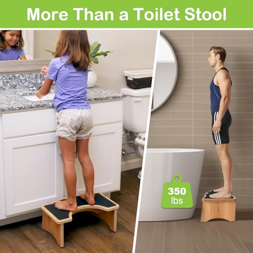 image for StrongTek Enhanced Squatting Toilet Stool, Extra-Thick Wood, Slip-Resi