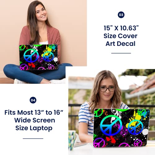 Image of LSS 15 15.6 inch Laptop Notebook Skin Sticker Cover Art Decal Fits 13.3 inch 14 inch 15.6 inch 16 inch HP Dell Lenovo Apple Asus Acer Compaq (Free 2 Wrist Pad Included) Peace Signs