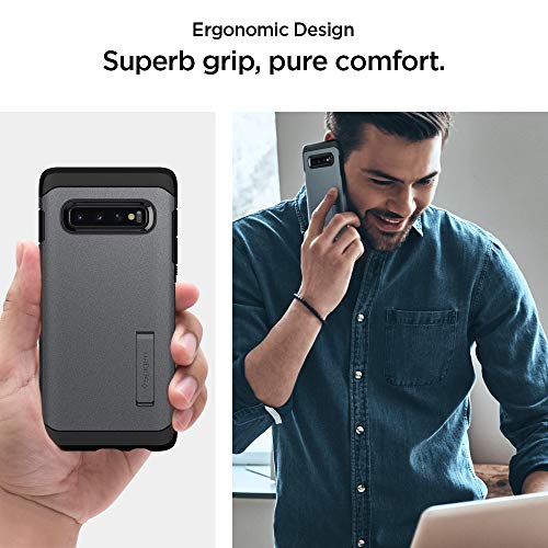 Image of Spigen Tough Armor Back Cover Case for Samsung Galaxy S10 (TPU + Poly Carbonate | Graphite Gray)