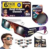 Helioclipse Pack de 6 Gafas de Eclipse Solar Homologadas para Ver Eclipse 2026, Gafas Eclipse Solar Homologadas ISO 12312-2, Certificadas CE, Solar Eclipse Glasses, Eclipse Glasses Seguras