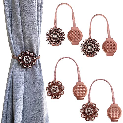 kilofly Magnetic Decorative Drapes Holdbacks Curtain Tiebacks Clips, Set of 4