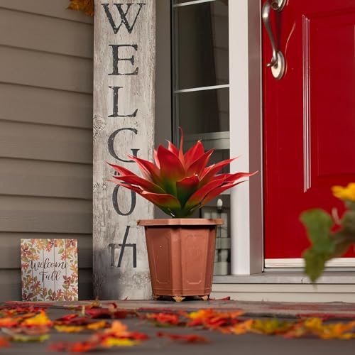 Image of Velener Fall Fake Agave Artificial Plant, Red Fake Succulents Plant for Room Decor, Unpotted Faux Agave Stems Plant for Outdoor /Indoor Decor, 22 inches, Set of 2
