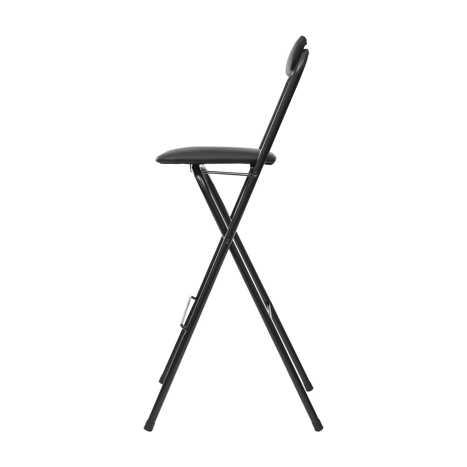 Sgabello da bar portatile per esterni, 75 cm, pieghevole, con seduta imbottita in schiuma e capacità di carico di 125 kg, seduta moderna per risparmiare spazio in cucina e bar (nero)