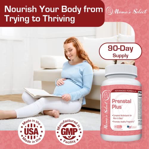 Mama’s Select Prenatal Plus, Natural Prenatal Vitamins For Women, 1 A Day Serving, Methylfolate Complete Vitamins For Pregnant Women And Women Trying To Conceive - Easy To Swallow - 90 Veggie Capsules #TOP1
