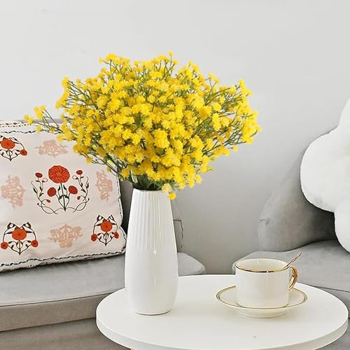 Image of Art Street Artificial Baby Breath Yellow Flowers|Christmas Mothers Day Gifting, Flowers for Vase | Decoration Items for Living Room| Set of 2 (Size: 14 Inch)