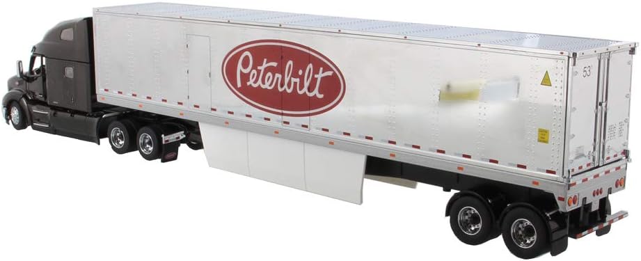 1:50 Peterbilt 579 UltraLoft Day Cab SBFA with 53' Chromed Refer with Peterbilt Logo - Legendary Black - Diecast Masters - 71071 Transport Series