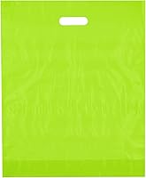 Vista 6 de Bolsas de compras de plástico verde azulado troqueladas con asa de corte 9x12, 100/cs – Bolsas marca directa