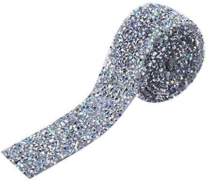 Cinta de diamantes de imitación de cristal plateado TOPINCN brillante cinta de malla con diamantes de imitación para decoración de eventos, 1 yarda disponible en Yaxa Venezuela