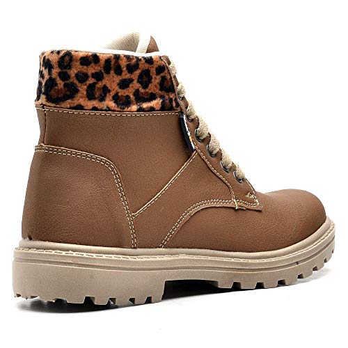 Bota Coturno Tratorada Feminino Animal Print Conforto Dia a Dia