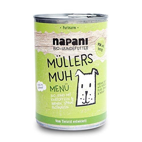 Purinarmes Bio Hundefutter Müllers MUH mit Rind & Kartoffeln - Hunde Nassfutter im Menü 400g Dosenfutter - Premium Hundefutter aus Bayern