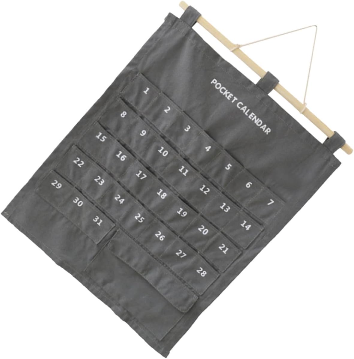 1Pc Cotton Wall Hanging Organizer Bag with Calendar Design Grey Door Storage Bag for Keys Remotes Jewelry and Notes Versatile Hanging Storage for Home and Office