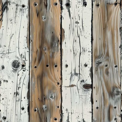 FLFK Wood Wallpaper Peel and Stick Gray-White and Brown Shiplap