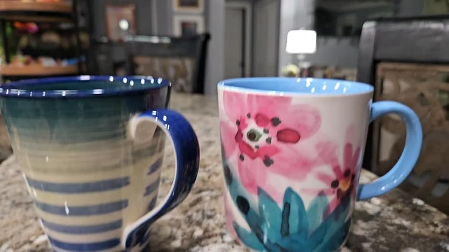 Spice By Tia Mowry Floral Garden Lot De 4 Grandes Tasses En Porcelaine Décorée 50 Cl