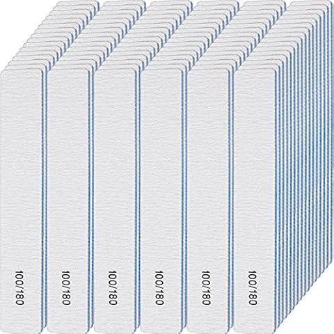 Lanties 200 Pcs 100/180 Grit Nail Files Professional Reusable Nail Files Double Sided Emery Boards for Acrylic and Gel Nails Washable Nail Styling File Manicure Tools for Beauty Salons and Home Cover