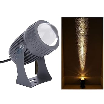 10 Watts Black Body Outdoor LED Rainproof Wall Lamp Long Distance Straight Beam Spot Light, Aluminium Body (Warm White)