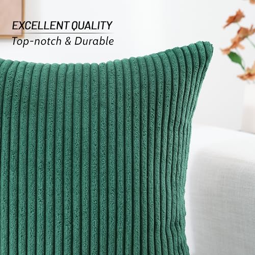 Mecatny Corduroy Decorative Throw Pillow Covers 24x24 Set of 2 for Sofa Living Room, Soft Neutral Boho Couch Pillow Covers for Home Decor, Green