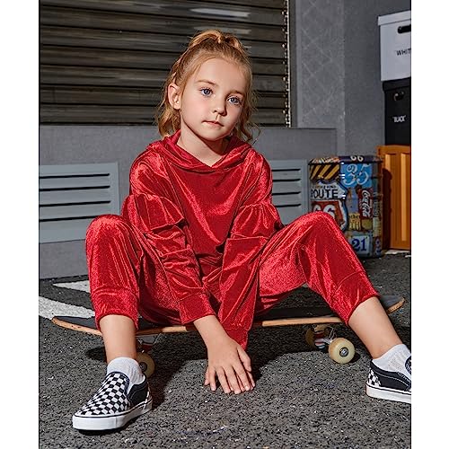 Mirawise Girls 2 Piece Sweatsuit Sweatpants Tracksuit Set Velour Long Sleeve Sweatshirt4