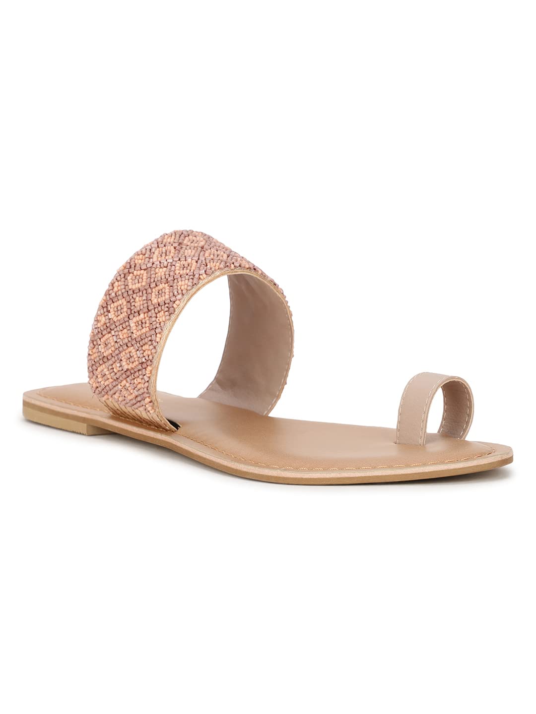 Marie Claire VERA TR Pink Festive Slipon Ring toe Toe Ring Thong Slipper Flat & Low HH 0-25 MM For Women UK Size- 7