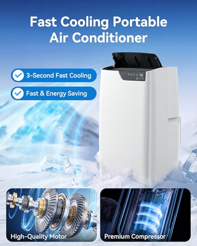 Image of 16,000 BTU Portable Air Conditioner Cools Up to 800 Sq.Ft, 5-in-1 Portable AC Unit with Cool, Fan, Dehumidifier, Sleep, 24H Timer,LED Display & Remote Window Kit for Bedroom Dorms Apartment
