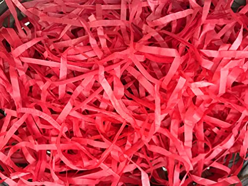 Image of Thin Shredded Paper Crinkle Paper Grass Strips Gift Tray Decoration, Gift Hamper Decorations, Gift Box fillers, Wedding Birthday & Valentines Day Gift (200 Grams, Red)