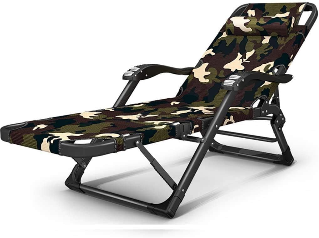 Tumbona Plegable Tumbonas Jardin Silla Patio Cuna cubierta Easy Camp Oficina Siesta hospitalarios sillones reclinables cama individual con brazos amortiguador ajustable (Tamaño: 40 * 20 tubo mm)