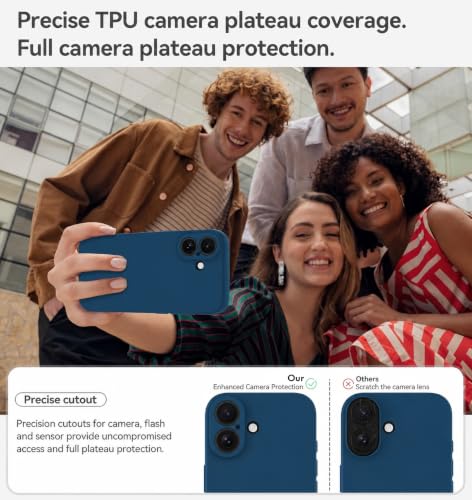 Image of DIZORO Square Microfiber Candy Case Compatible for iPhone 17 Shockproof Slim Back Cover Liquid Silicone Case - Blue