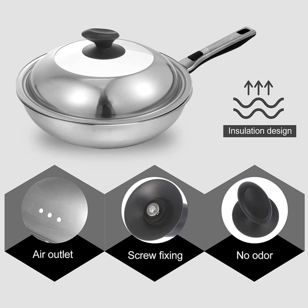 Coperchio universale in acciaio inox per padelle, coperchio visibile, coperchio per pentole e pentole in vetro, 36 cm