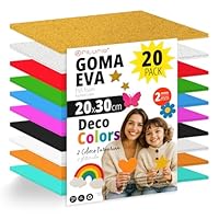 OFITURIA Set mit 20 Moosgummiplatten in Dekorationsfarben, Größe 20 x 30 cm, 10 sortierte Farben, für Schule oder Zuhause, EVA-Schaum (Dekorationssortiment)
